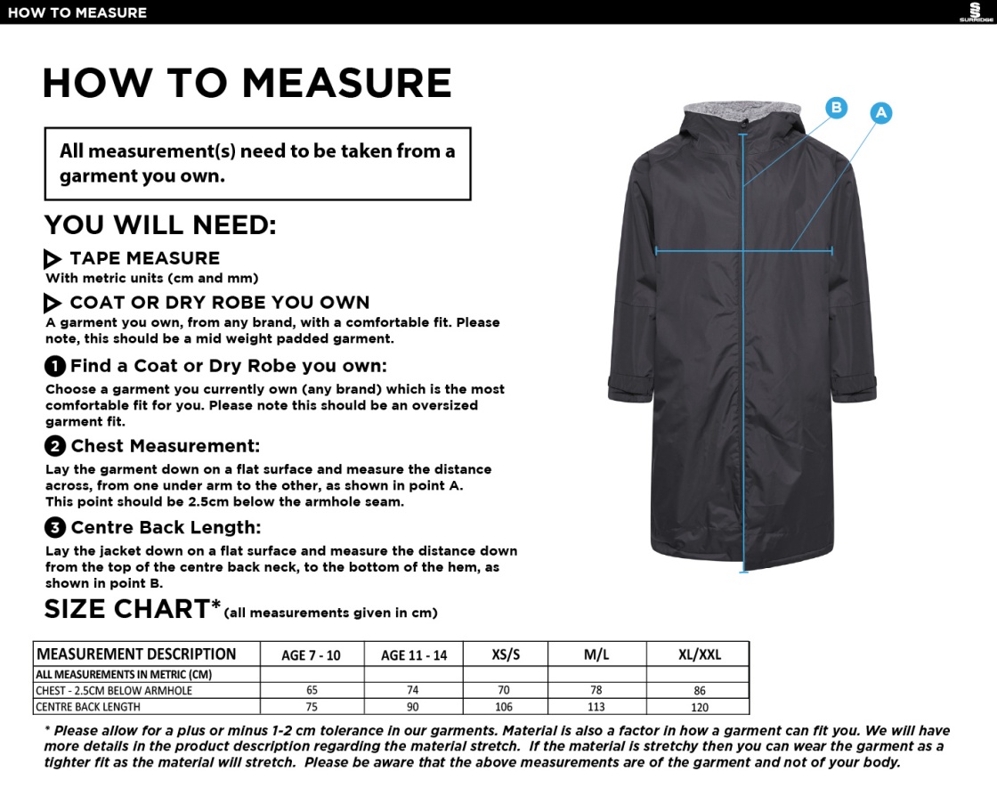 BLYTH CC FLEECE ROBE - Size Guide