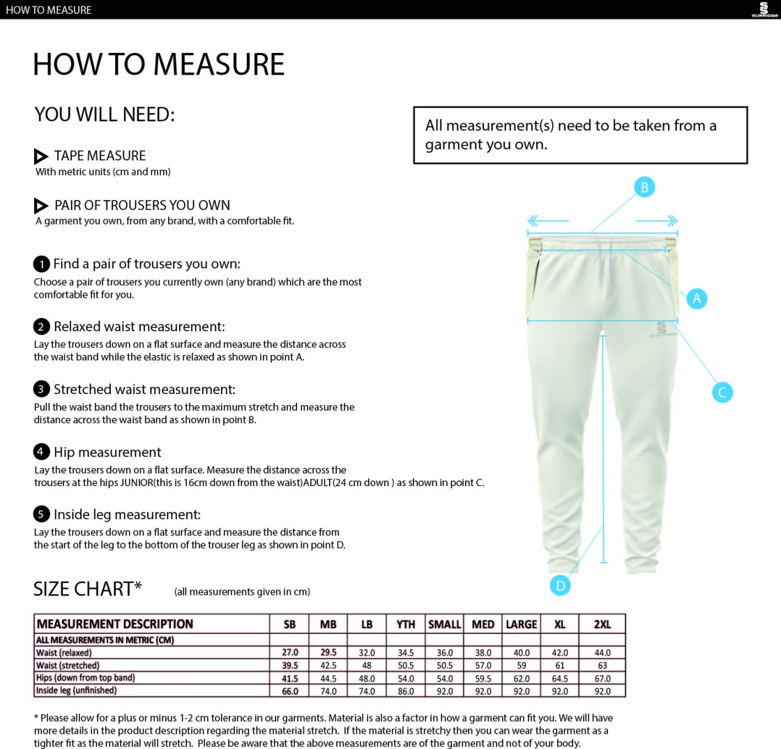 Blyth - CC Tek Playing Pant - Size Guide