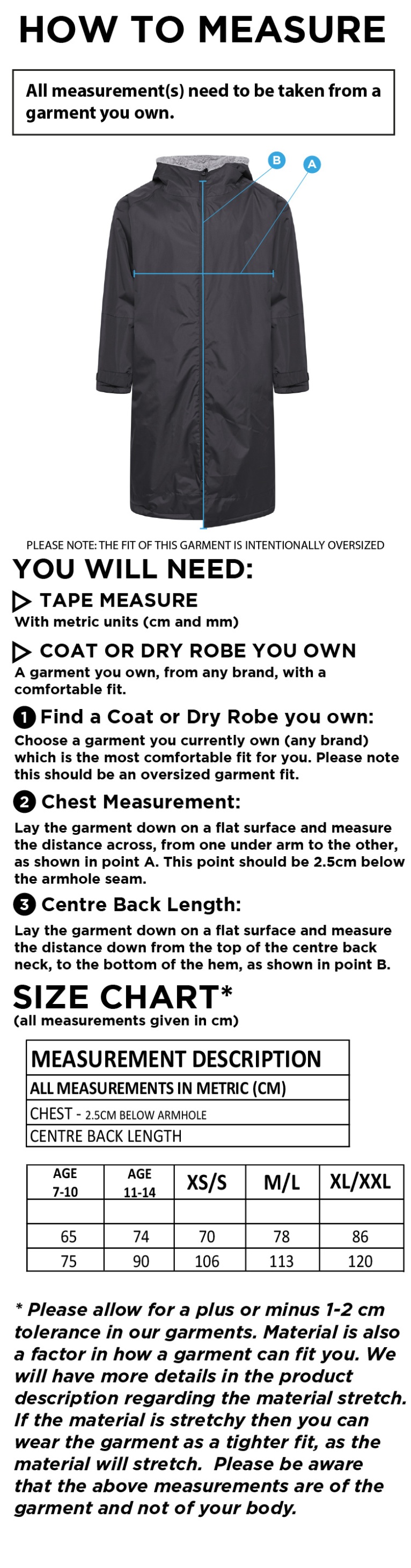 BLYTH CC FLEECE ROBE - Size Guide