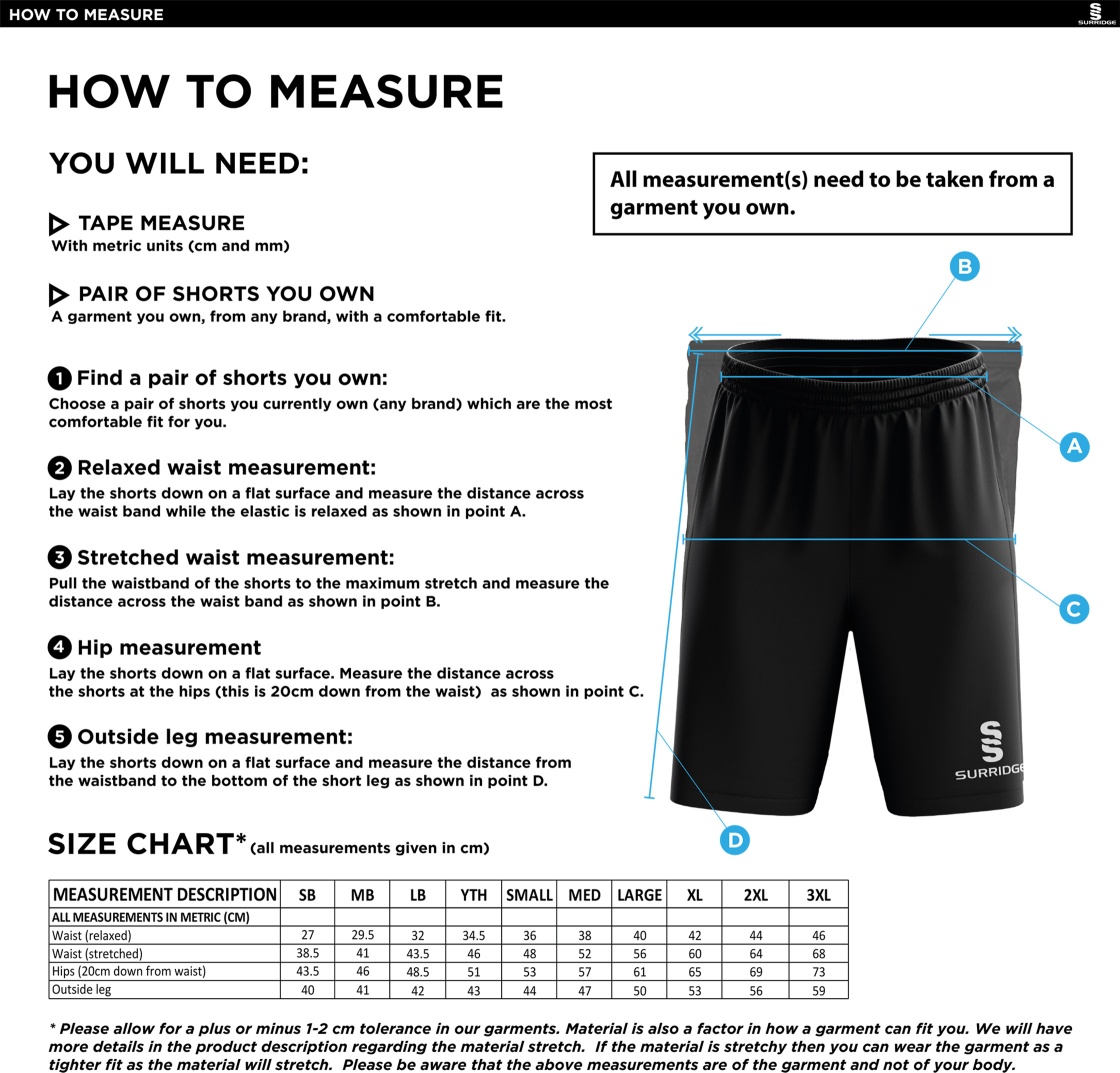 Blyth CC - Blade Shorts : Navy - Size Guide